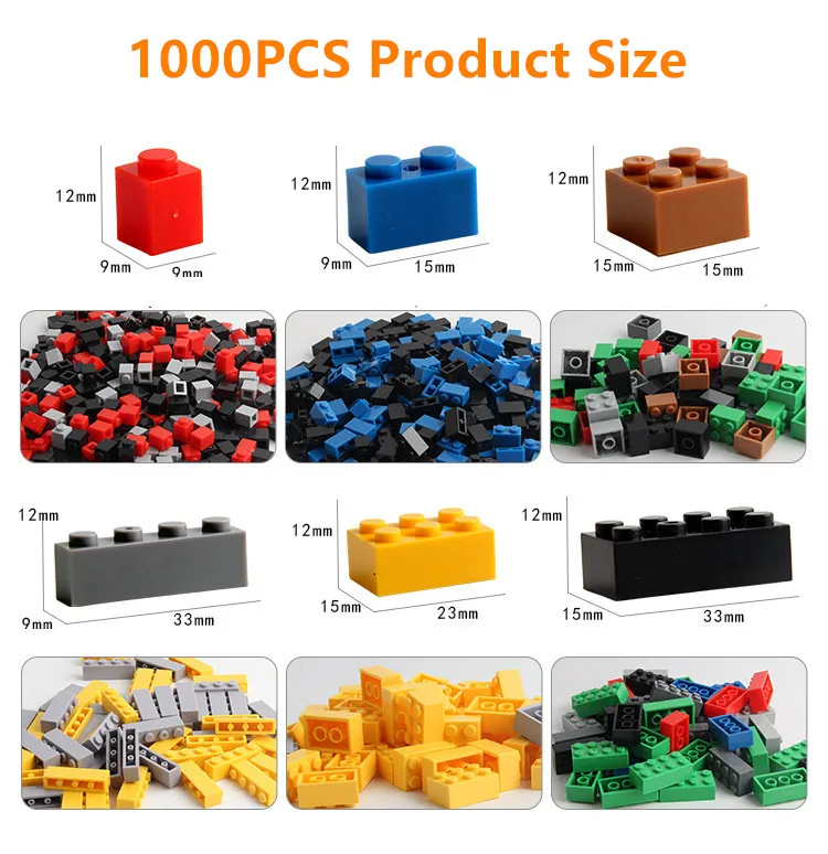 1000 DIY creative building blocks bulk set Urban Classic building blocks Assembled birthday gift children\'s educational toys