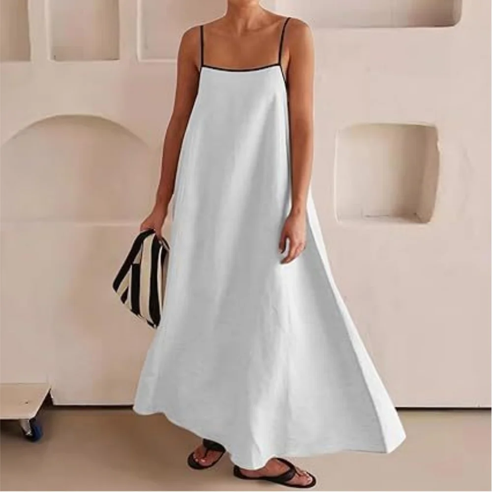 

Sexy Backless Dress New Product Loose And Fashionable Cotton Leprosy Suspender Dress Vestidos Mujer Laddies Summer Dresses