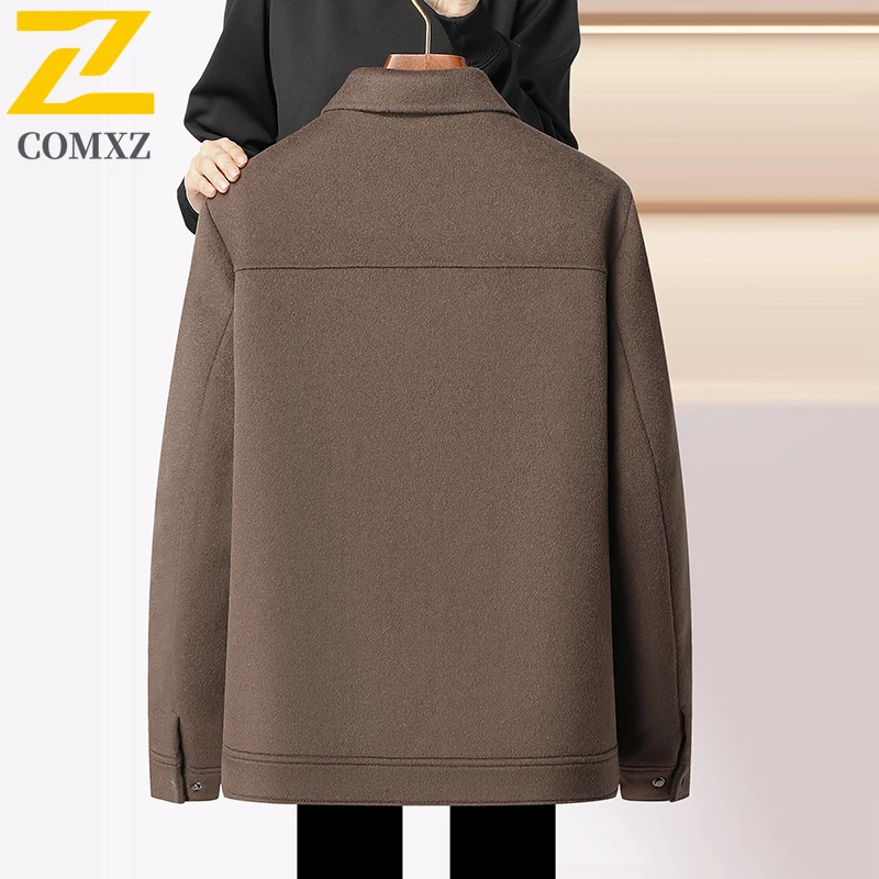 COMXZ Men Short Down Jacket Thicken Business Casual Goose Down Filled Coat High Quality Detachable Lightweight Winter Wool Coat - Image 6