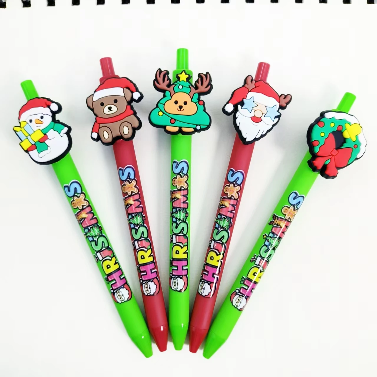 

9/18pcs lively Christmas style sticker printed ballpoint pen holiday gift stationery for students to write ballpoint pens