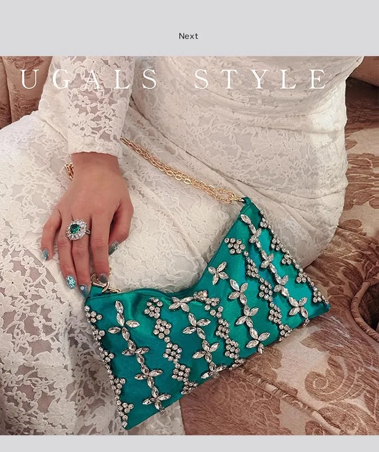 

Блестящая вечерняя сумка ручной работы с эффектом бриллиантов, роскошный атласный клатч, модная женская сумка для банкетов, женская сумка через плечо.