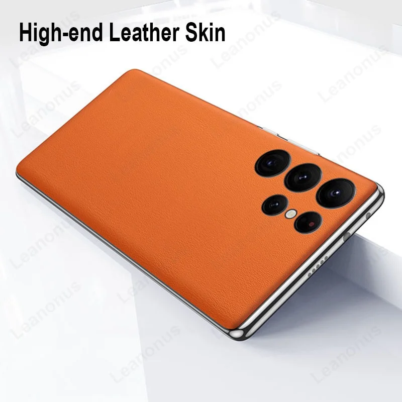 for Samsung Galaxy S23 S22 S24 Ultra Plus High-end Leather Decal Skin Back Screen Protector Film Cover Elegant Personal Sticker