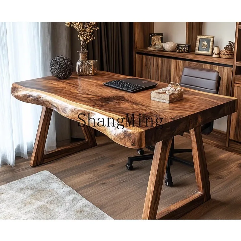 

ZHB log wind all solid wood old elm long table log dining table natural retro heavy table restaurant