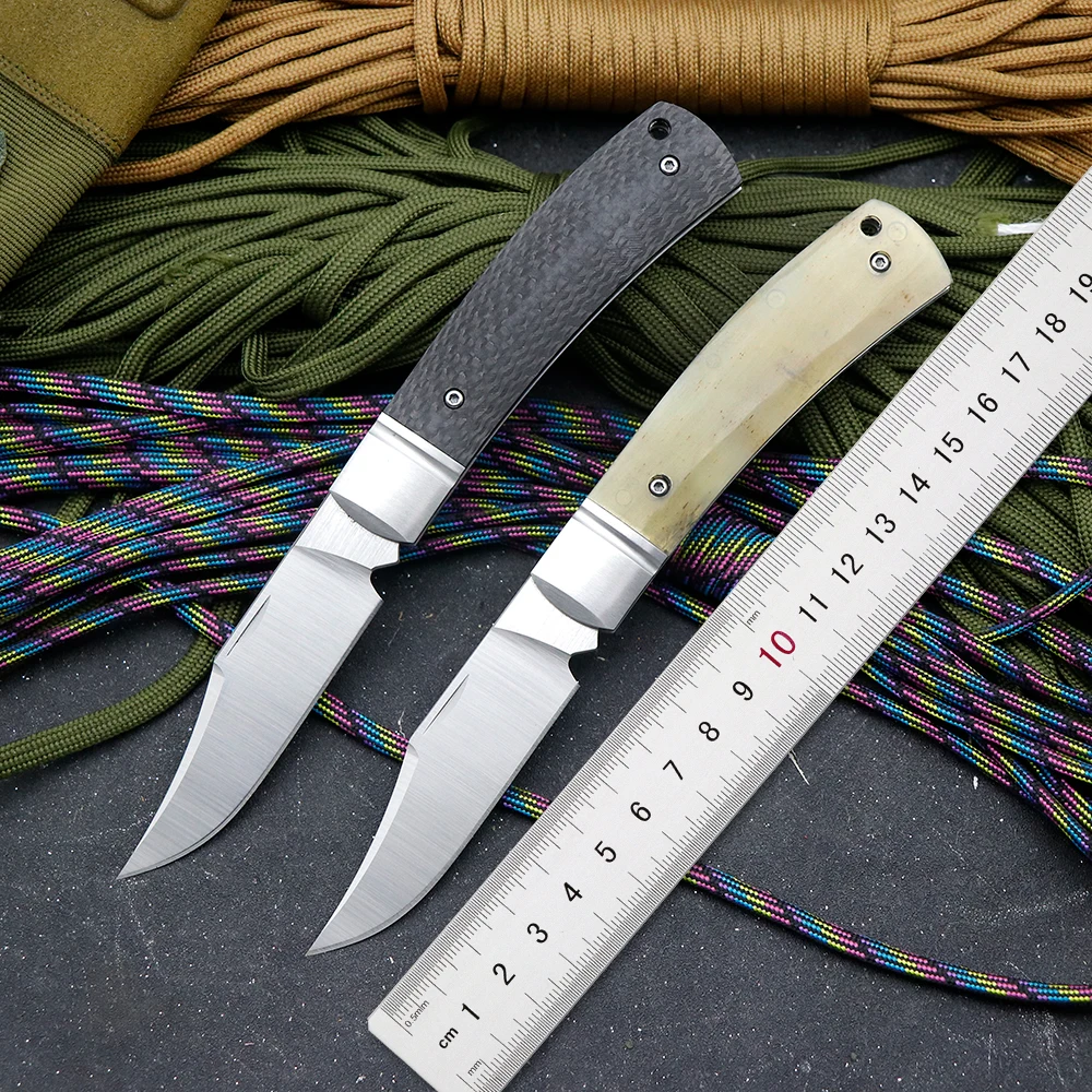 Xs 2025 סיבי פחמן שור ידית קיפול כיס D2 להב כיס מחנאות טיול דיג edc פירות סכין כלי רב פונקציונלי