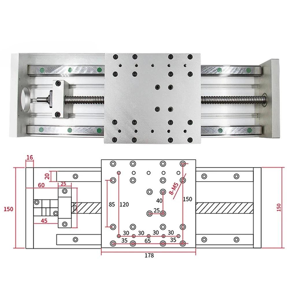 XYZ axis Slide Linear Stage SFU1605 Ball Screw+ HGH20 Linear Guide Suitable for Name23/34 stepper/Servo motor for CNC machine
