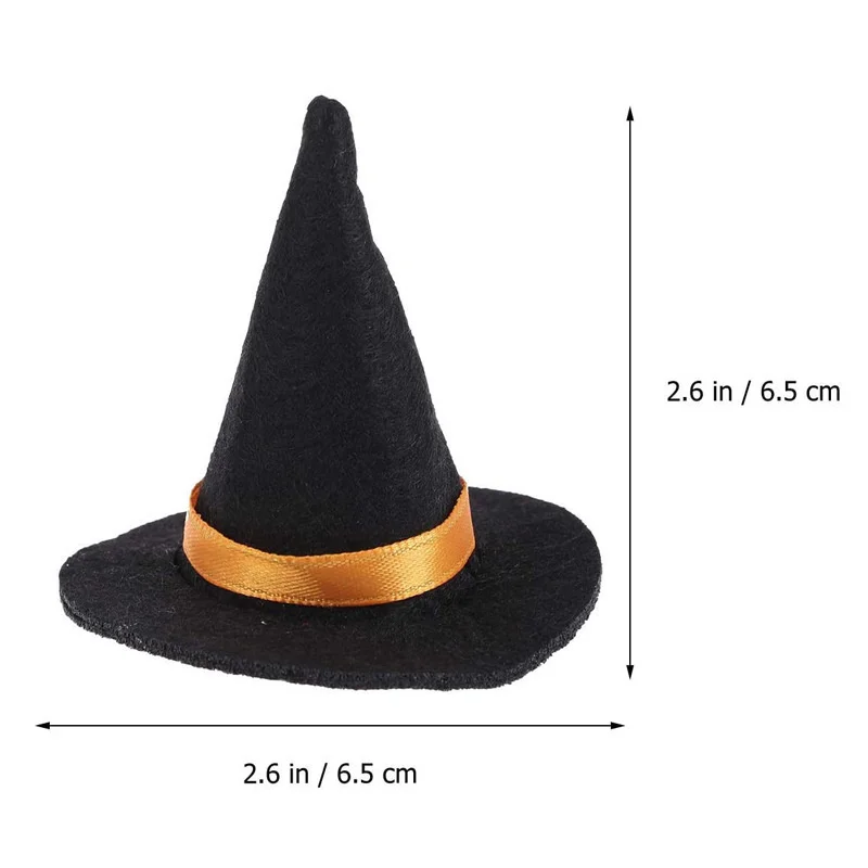 10pcs Mini Halloween Witch Hat Non-woven Witch Hats for Halloween Party Wine Bottle Cover DIY Crafts Accessory Cake Decorations