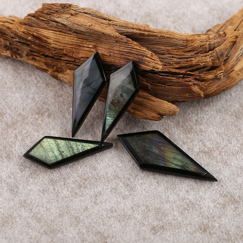 B&F 4PCSLabradorite＆Obsidian Earring Beads for Jewelry Making, Handmade Natural stones beads, Stones for jewelry Making Supplie