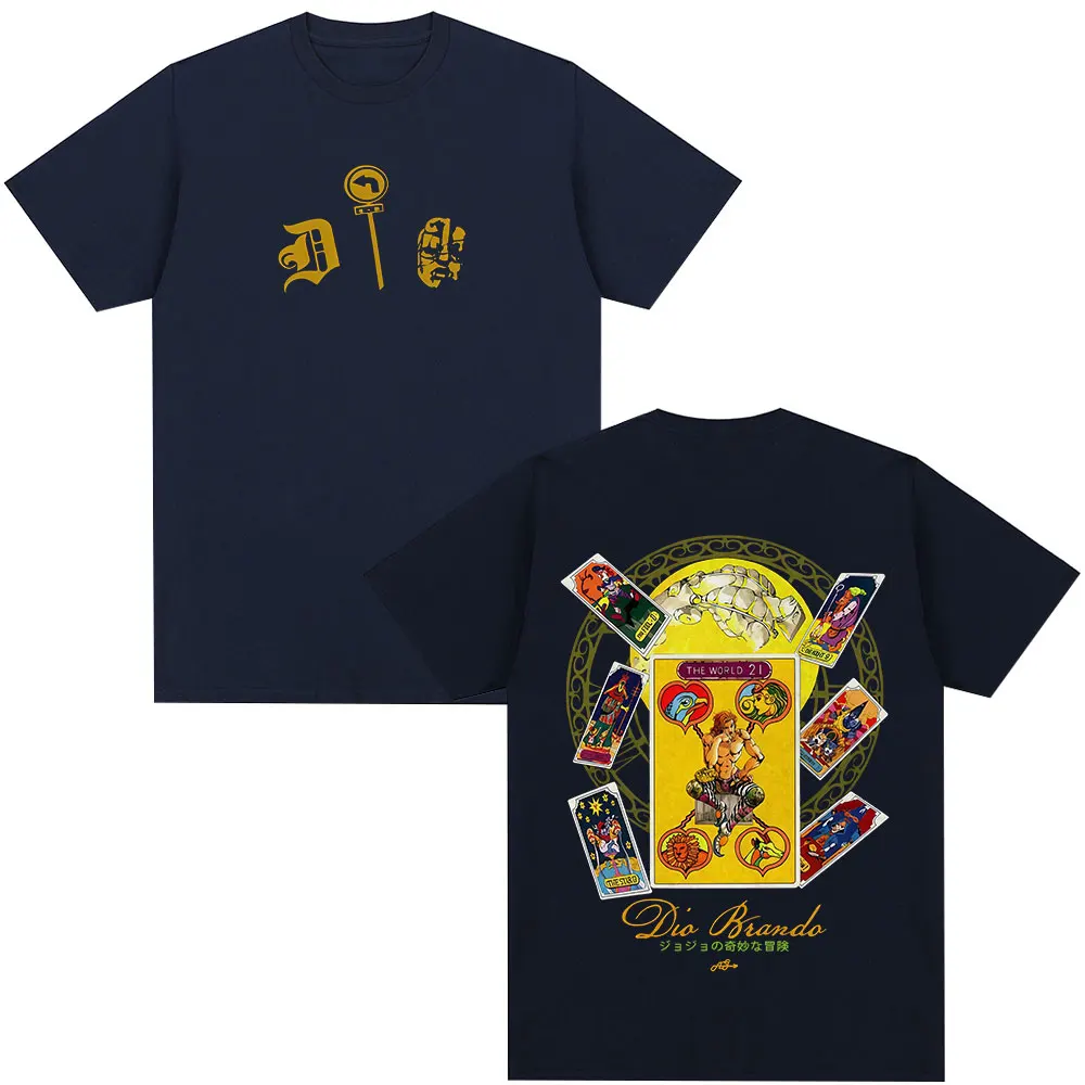 Anime Jojo Bizarre Adventure Dio Brando The World T Shirts Men Clothing Casual Cotton Short Sleeves Oversized T-shirt Streetwear