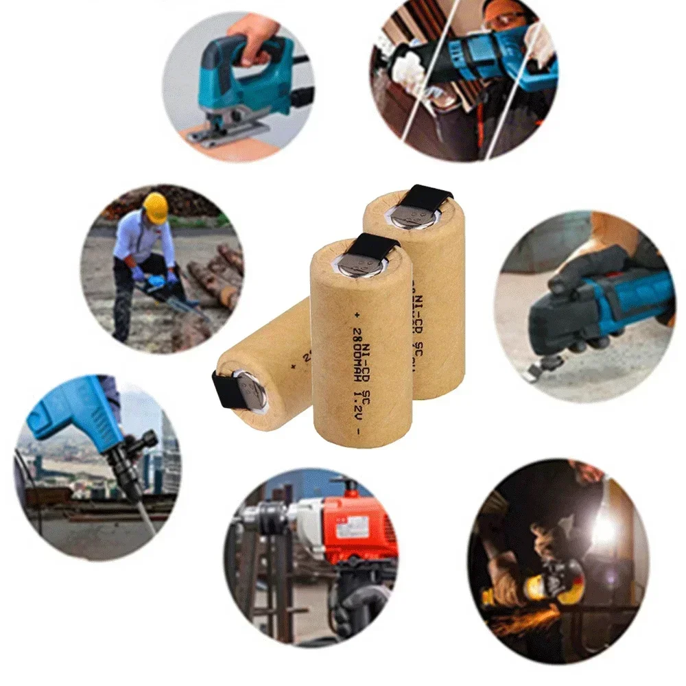 2026 1-20 قطعة 1.2 فولت 2800 مللي أمبير مفك الحفر الكهربائية SC بطارية النيكل الكادميوم قابلة للشحن أداة السلطة البطارية مع منصات لحام #6