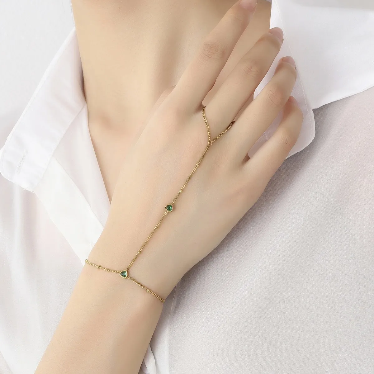 

Boho Vintage Heart Blue Turquoise Bracelet Titanium Steel Finger Ring Design Niche Trendy Women Fashion Jewelry