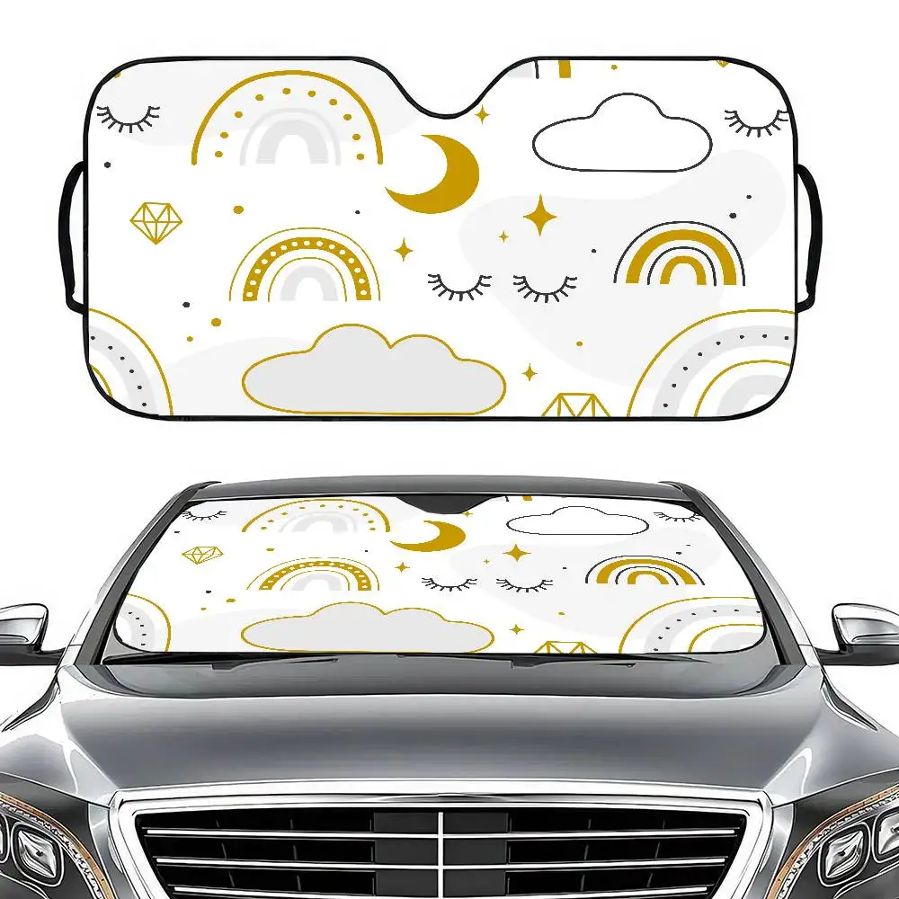 

Cartoon Rainbow Print Car Windshield Sunshade - 51.2"x27.5", Upgraded, Fits Sedans, Sun Visor Protector