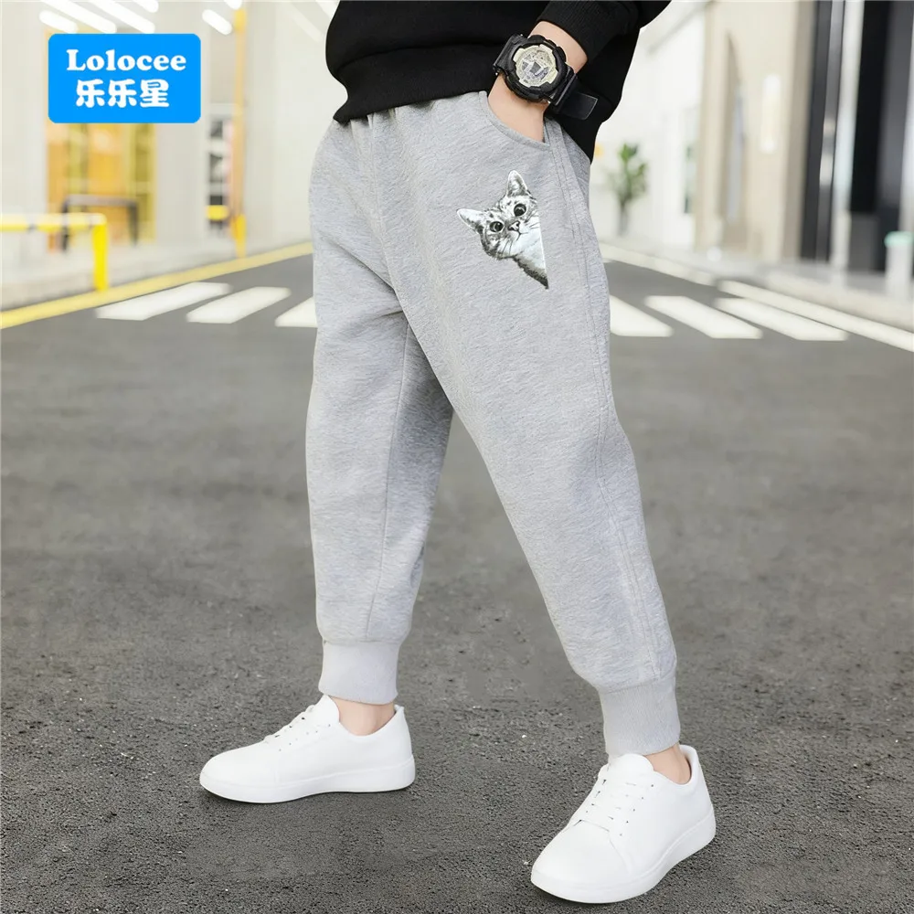 سراويل رياضية للأولاد مطبوعة على شكل قطة لطيفة سراويل عصرية يومية للمراهقين سراويل رياضية للركض للأطفال في الهواء الطلق MKA1