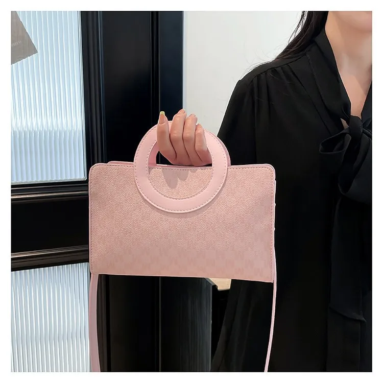

​​2025 Summer New Letter Print Shoulder Bag for Women Fashionable Round Ring Crossbody Purse Stylish Square Handheld Tote​