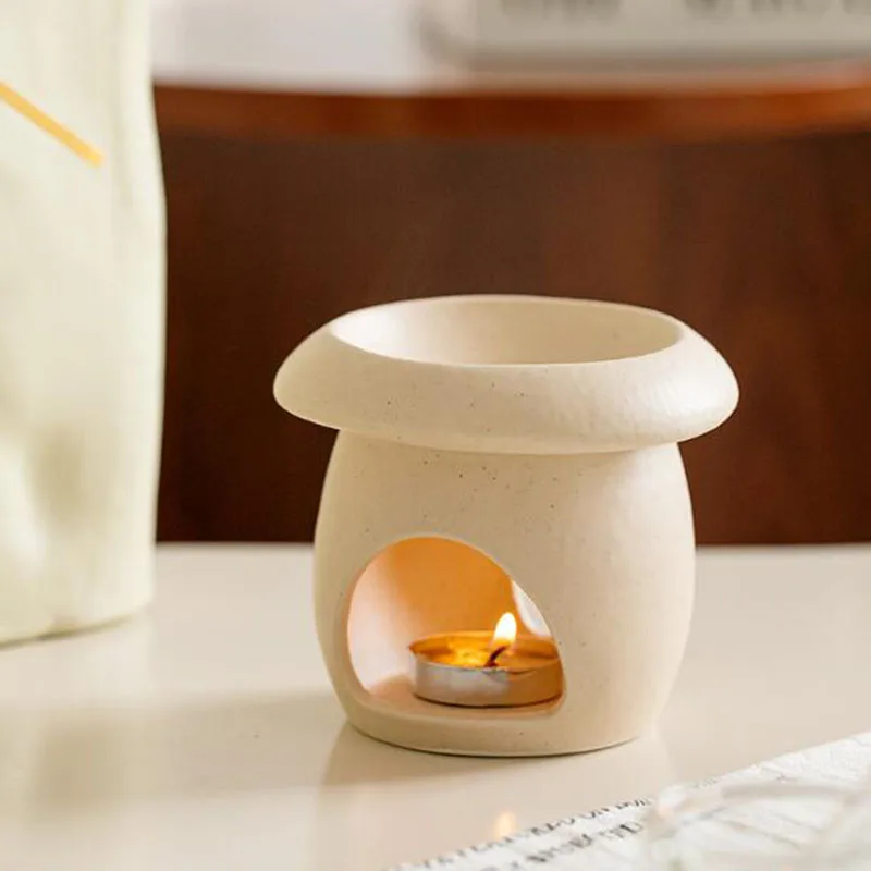 Creative Porcelain Mushroom Shape Essential Oil Burner Yoga Aromatherapy Burner Candle Holder Living Room Home Decor