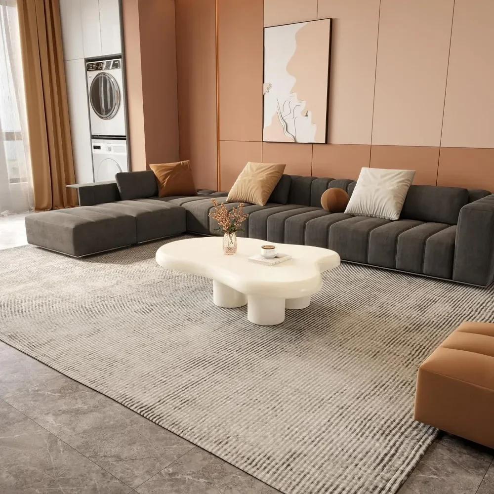 Couch tisch, moderner weißer Couch tisch für Wohnzimmer, niedlicher unregelmäßiger Indoor-Tee tisch mit 3 Beinen, Couch tisch