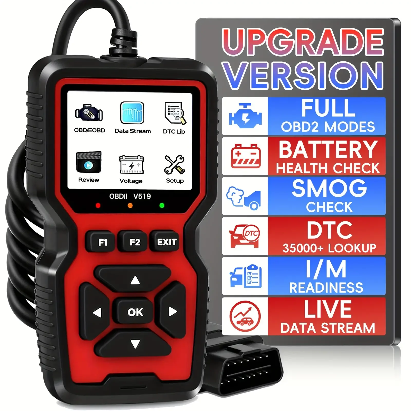 

V519 Professional OBD2 Mechanic Scanner Car Diagnostic Tool Fault Engine Code Scanner Code Reader Check Engine Light Code Reader