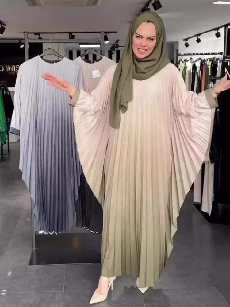 Eid Muslim Long Robe Arabic Pleated Dress Abaya Vestidos Dubai Saudi Morocco Abayas Jalabiya Ramadan Women Modest Dresses 2024