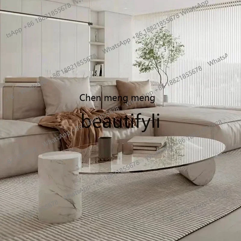 

G Italian liht luxury, round coffee table lass marble, modern simple round coffee table