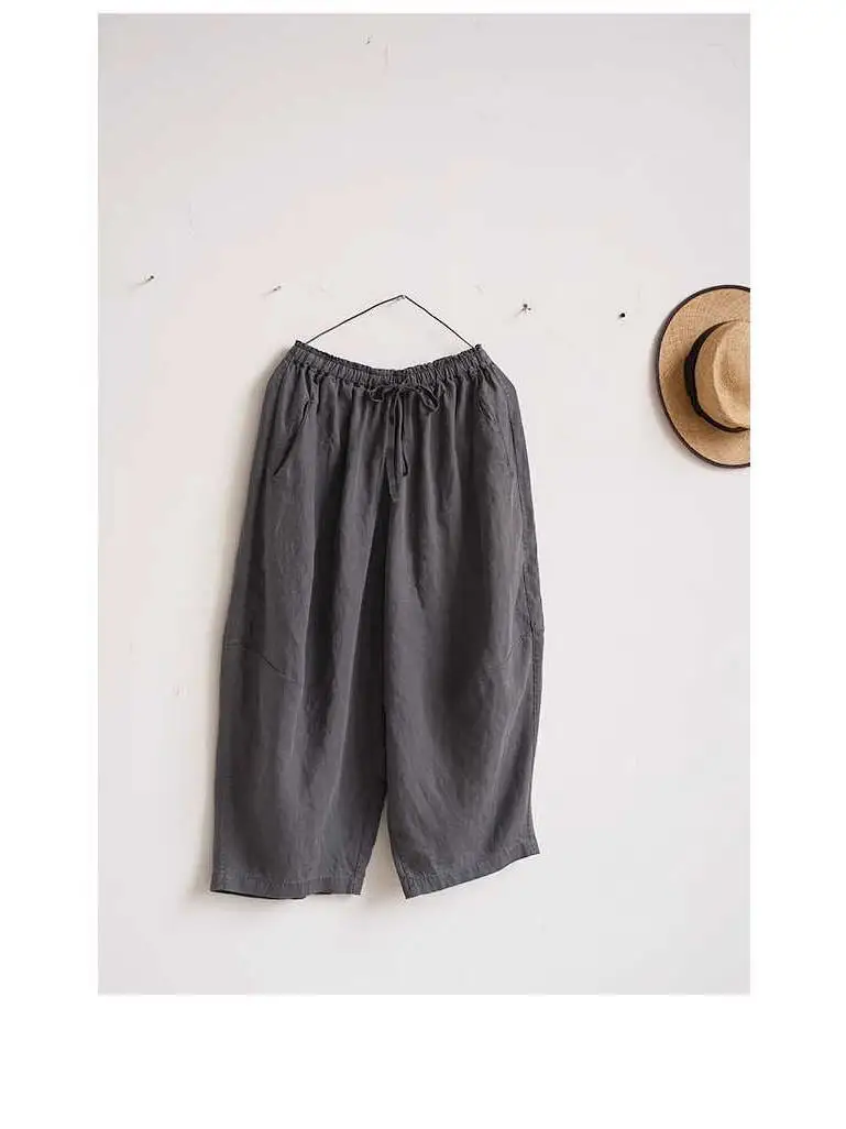 オリジナルデザインのゆったりとした裾の開いたパンツ、女性用ハンハアックスカジュアルルーズフィット、染め加工ハイウエストキャロットパンツ