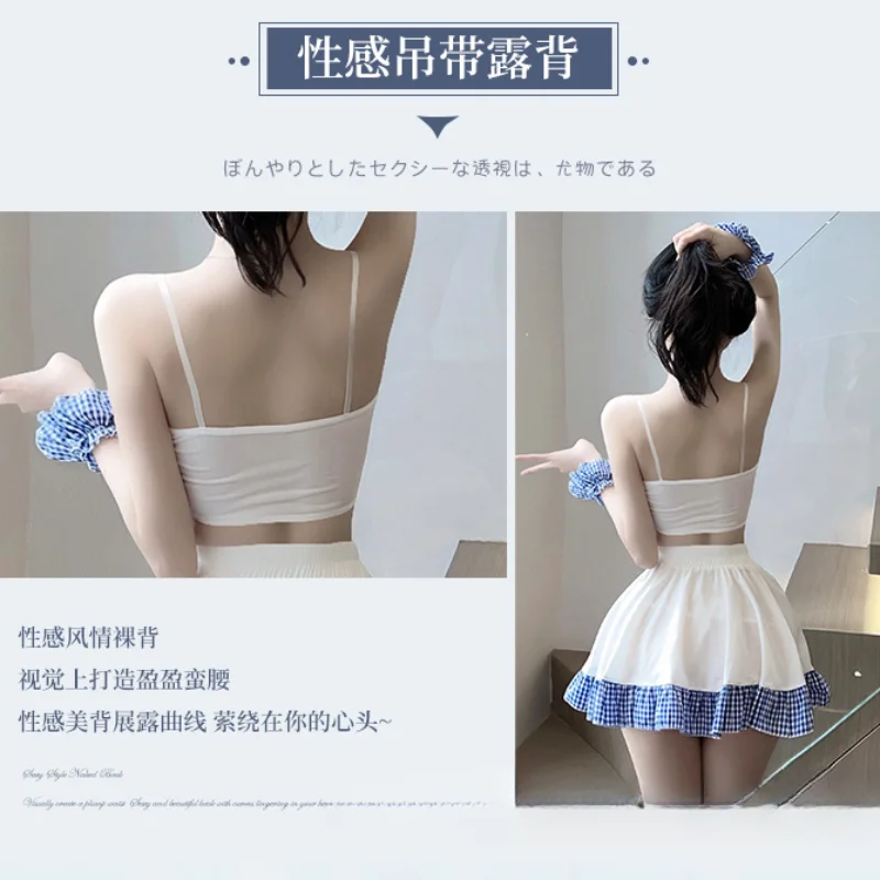 일본 애니메이션 메이드 코스프레 코스튬 여성 섹시 란제리, 할로우 가슴 유니폼, 롤플레잉 스위트 여고생 의상, 나이트 클럽웨어