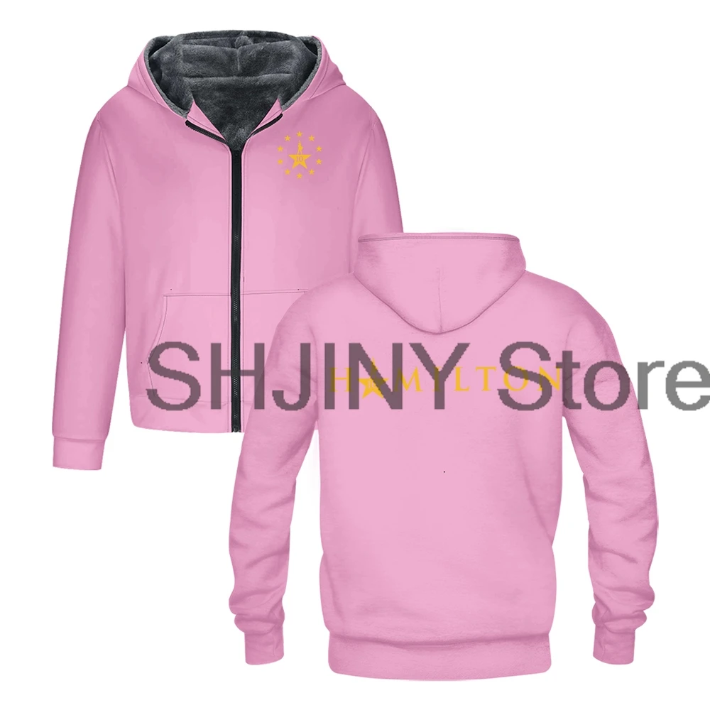 هاميلتون 10 سنوات الذكرى ميرش سستة هوديي النساء الرجال سترة سترات طويلة الأكمام الشارع الشهير معطف الشتاء