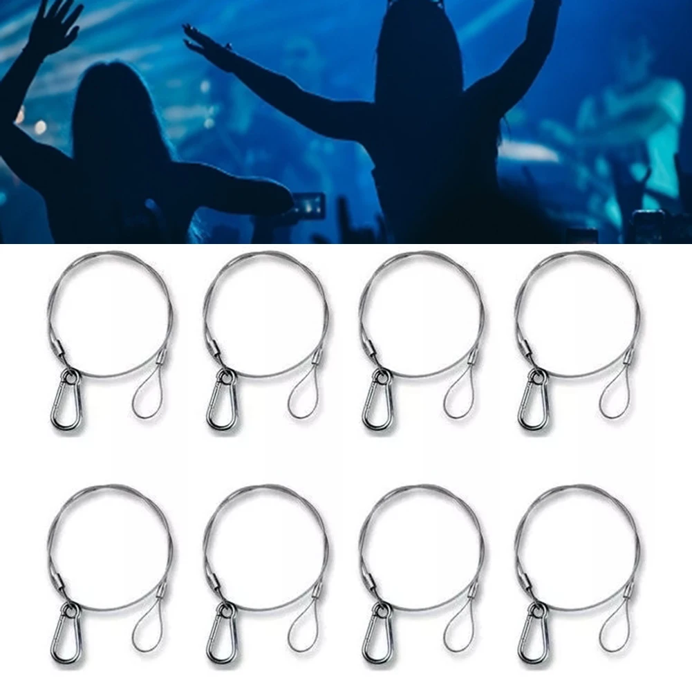 

8 PCS Stage Lighting Spring Buckle Rope 20KG 700*3mm Safety Bond Wire For Heavy Duty Stage Lighting DJ Cable Chain Parts
