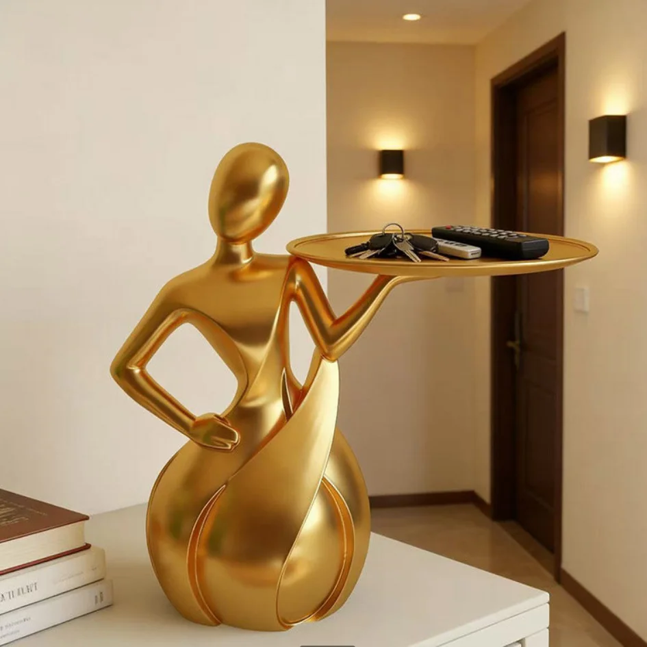 

Light luxury high-end character abstract art home living room entrance key storage tray decoration decoration ornaments