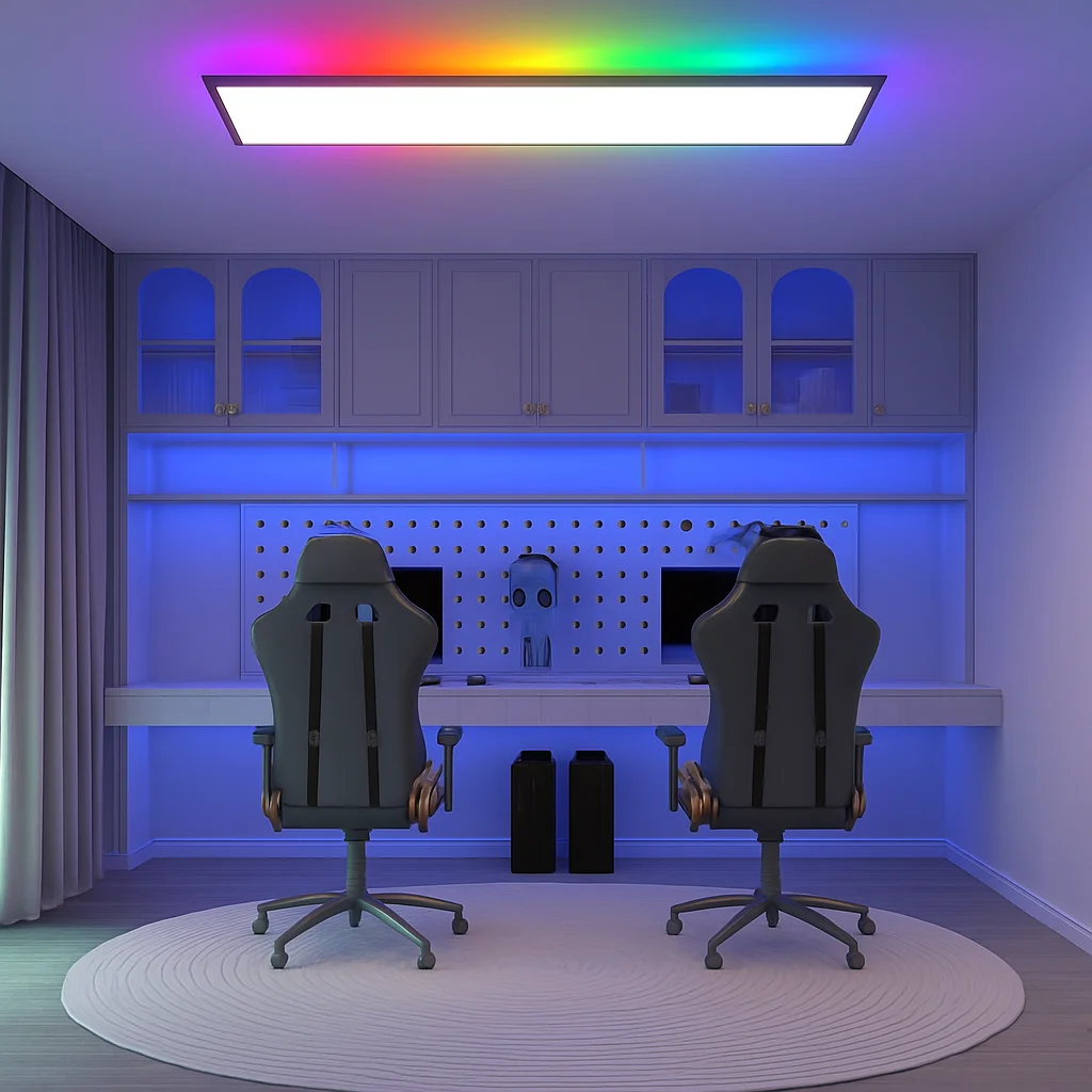 LED Ceiling Light RGB 30W 3300LM, 100×25cm Panel Light, 3000K–6500K with Memory for Kitchen Office Hallway