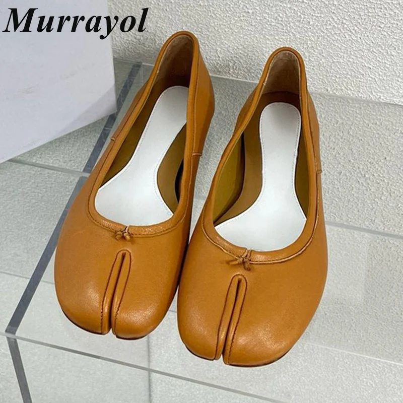 

Genuine Leather Mary Jane Shoes Women Shallow Mouth Split Toe Flat Shoes Spring Autumn Vacation Single Shoes Ballet Shoes