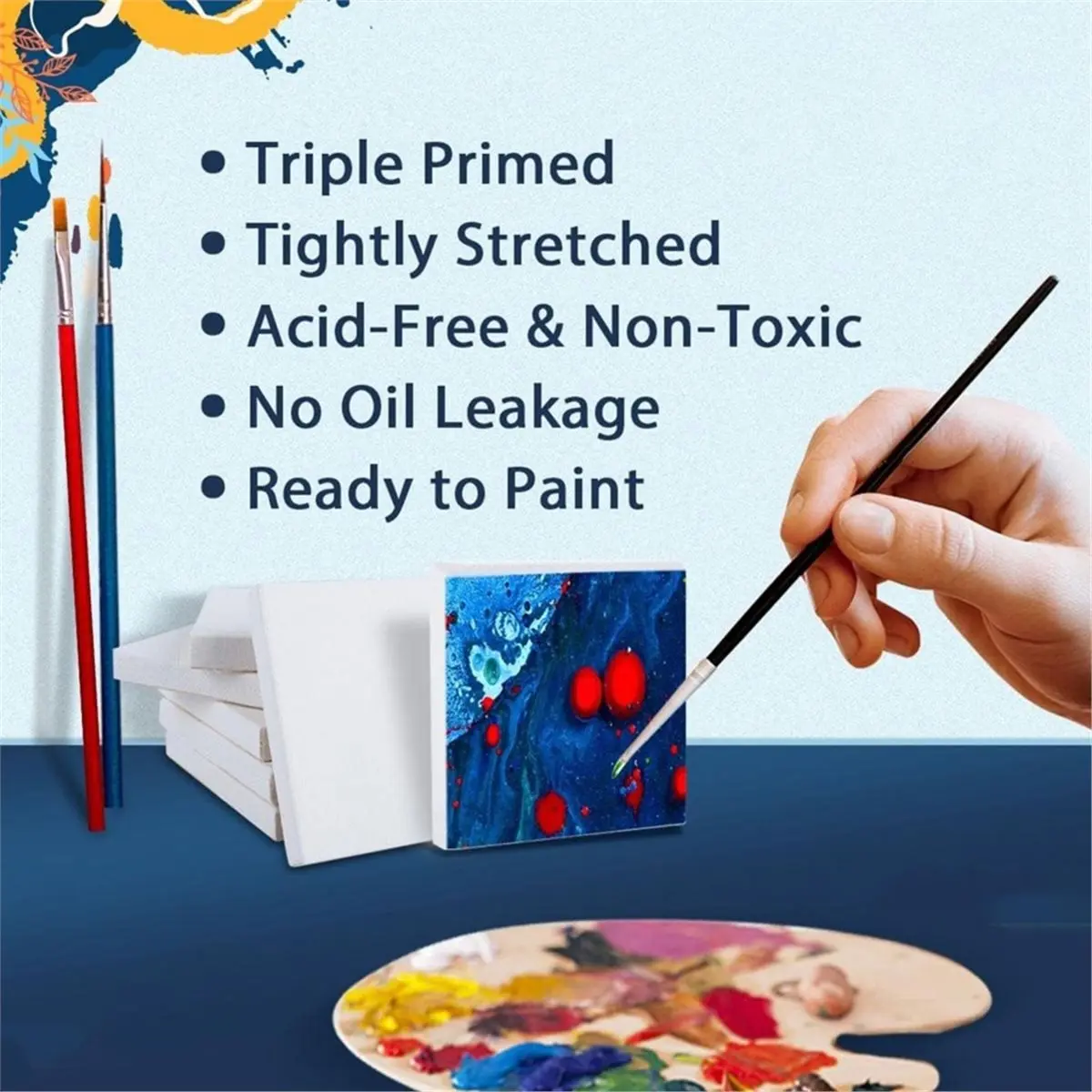 2026 New Mini Canvas 2x2 Inch 24-Pack, 100% Cotton Square Painting Canvas, Crafts & DIY Signs, Profile Stretched Small Canvases