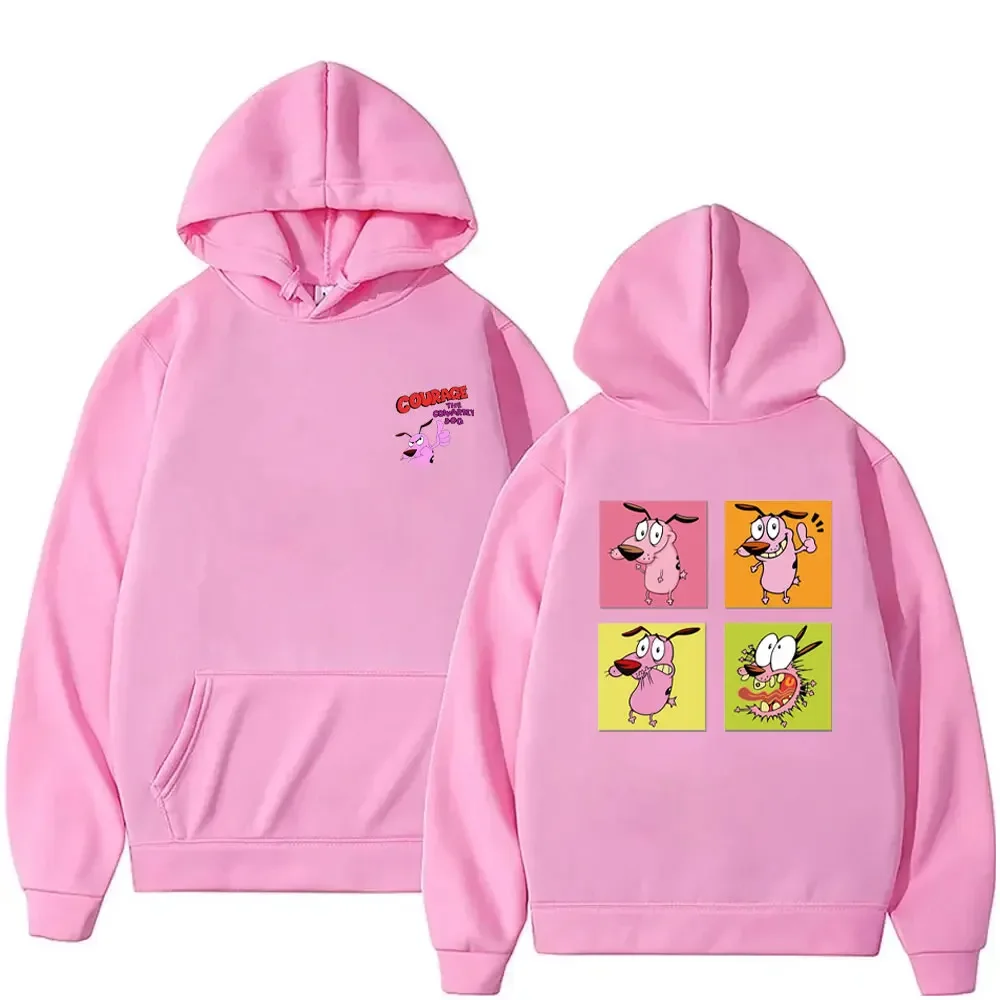

Courage The Cowardly Dog Logo Hoodies Double Sided Print Women Fashion Print Long-sleeve Sweatshirt Cartoon 90's Famale Pullover