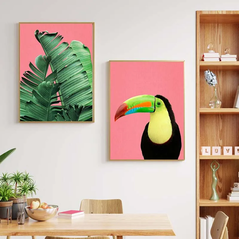 Scandinavian Home Decor Cuadros Poster and Print Pineapple Bird Canvas Painting Parrot Flamingo Modular Nordic Wall Art Picture
