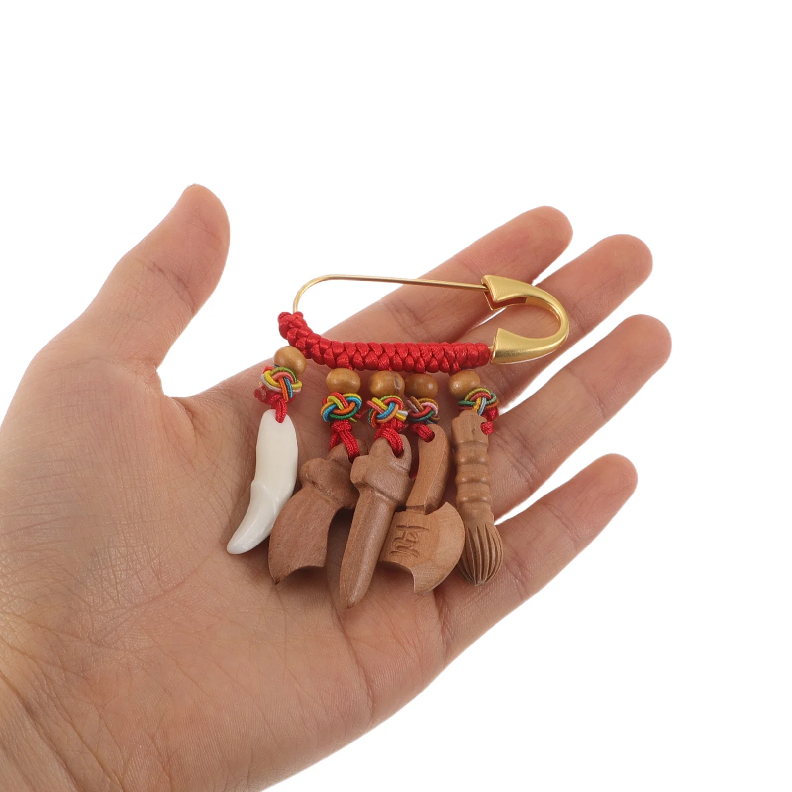 

Safety Pin Red String Design Chinese Vintage Brooch For Diaper Clothing Fixing Protection Charm Portable