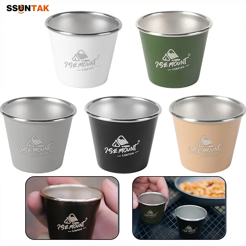 

SSUNTAK 4Pcs 50ML 304 Stainless Steel Camping Cups Stackable Lightweight Shatterproof Cup for Outdoor Travel Picnic BBQ Hiking