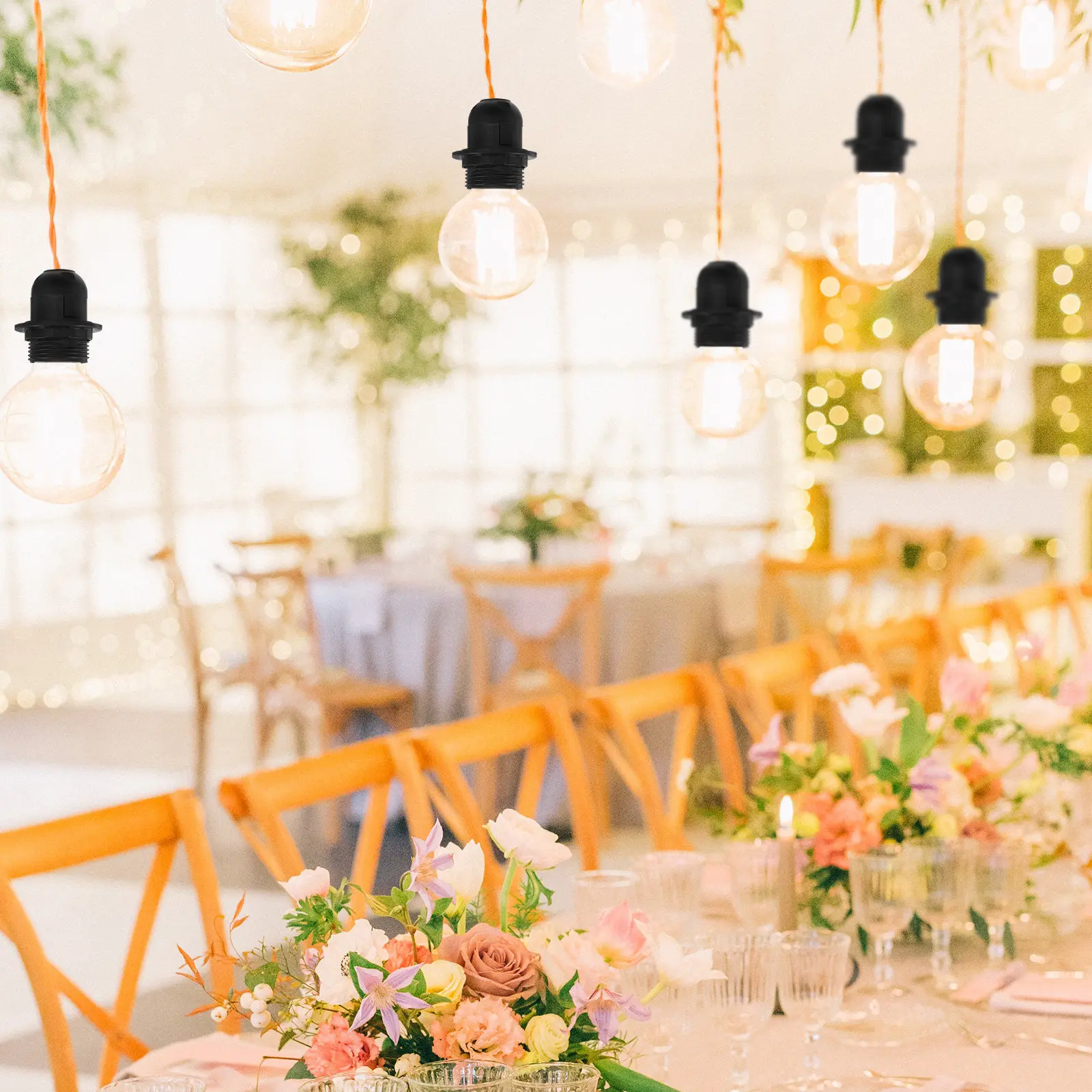 

4Pcs E27 Light Socket Lamp Socket Bulb Holder Lamp Parts for DIY Lighting Fixtures Retro Industrial Style Floor Table Chandelier