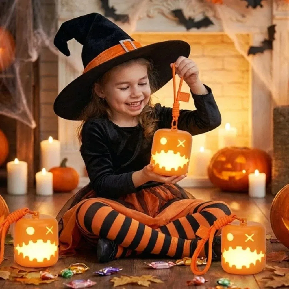 Multicolor Halloween Pumpkin Nightlight Lightweight Color-Changing LED LED Decor Lamp Pull-On Cord Switch Built-In LED