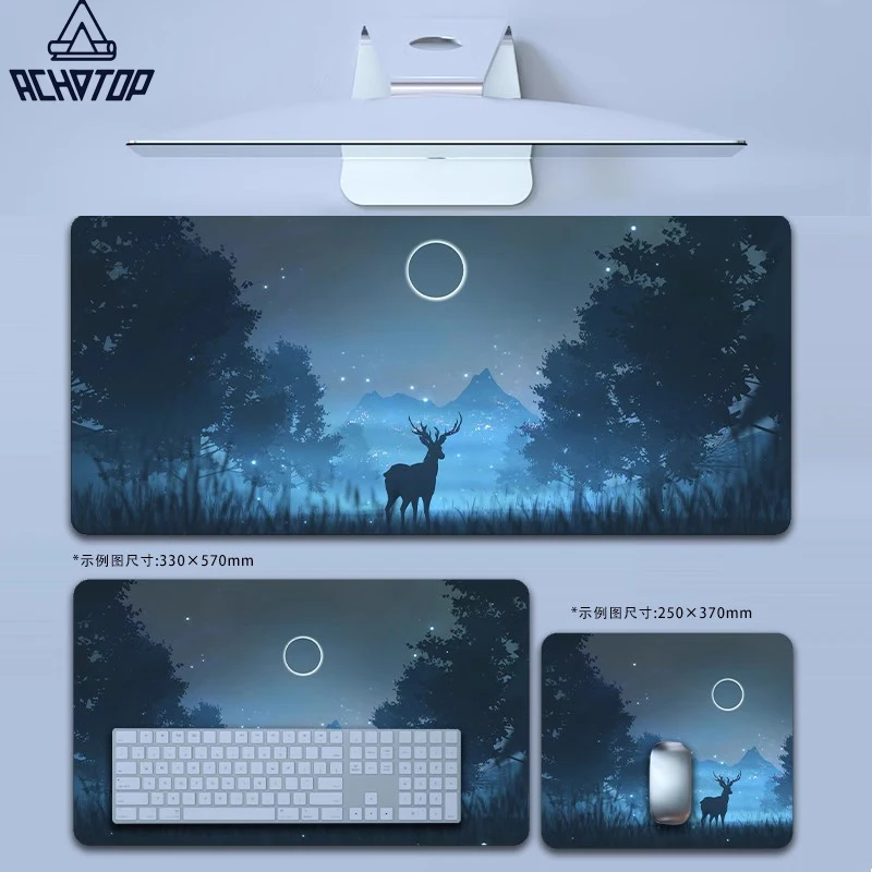 Deer and Forest  Gaming Mouse Pad Large Night Sky Mousepad XXL Table Mat Anti-slip Keyboard Rug Laptop Desk Game Office Pad