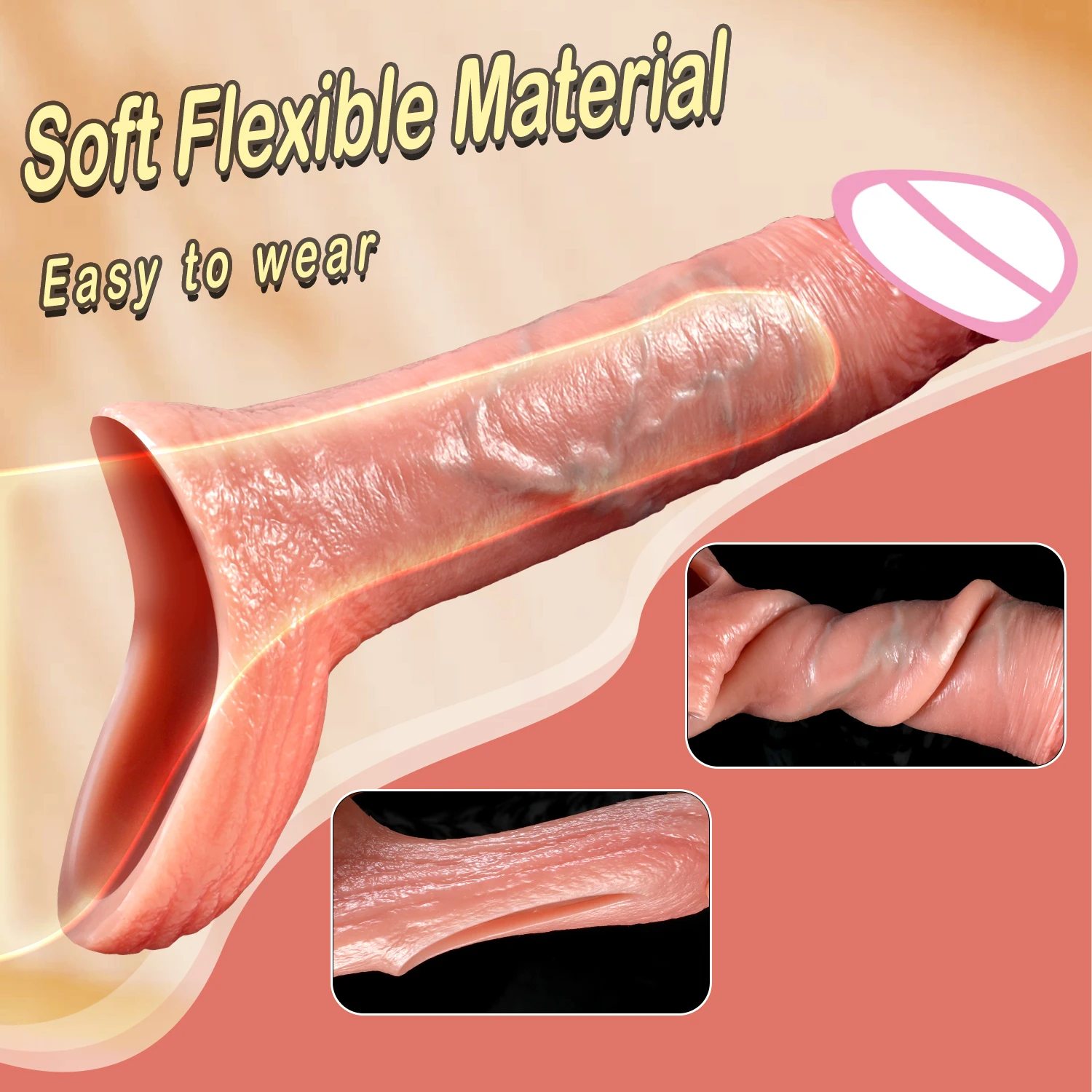 Super Realistic Penis Sleeve Reusable Extender Remote Control Male Enlargement Delay Penis Cocks Cover Sex Toy For Men Tools 18+