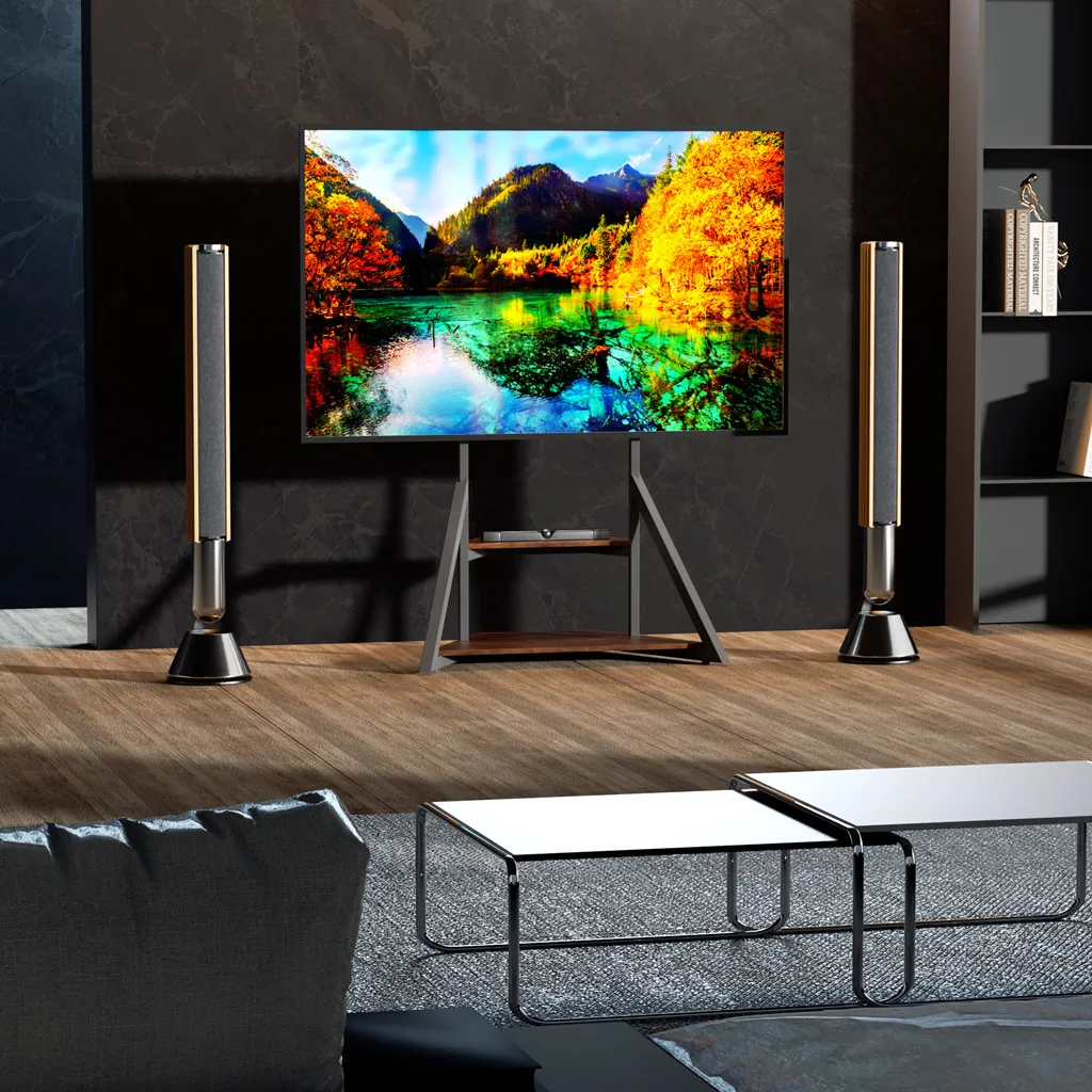 Adjustable Height Rolling TV Floor Stand Industrial Television TV Mount Bracket for 40-75 Inches Max Load 80KG