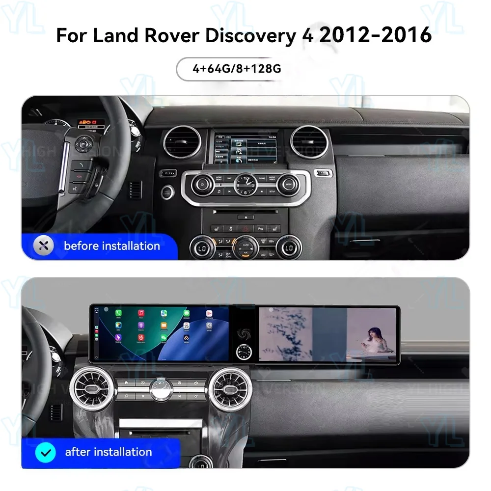 RHD Android 14 For Land Rover Discovery 4 2010~2016 8-Core Dual Screen Interaction Multimedia GPS Navi Car Radio Stereo HeadUnit