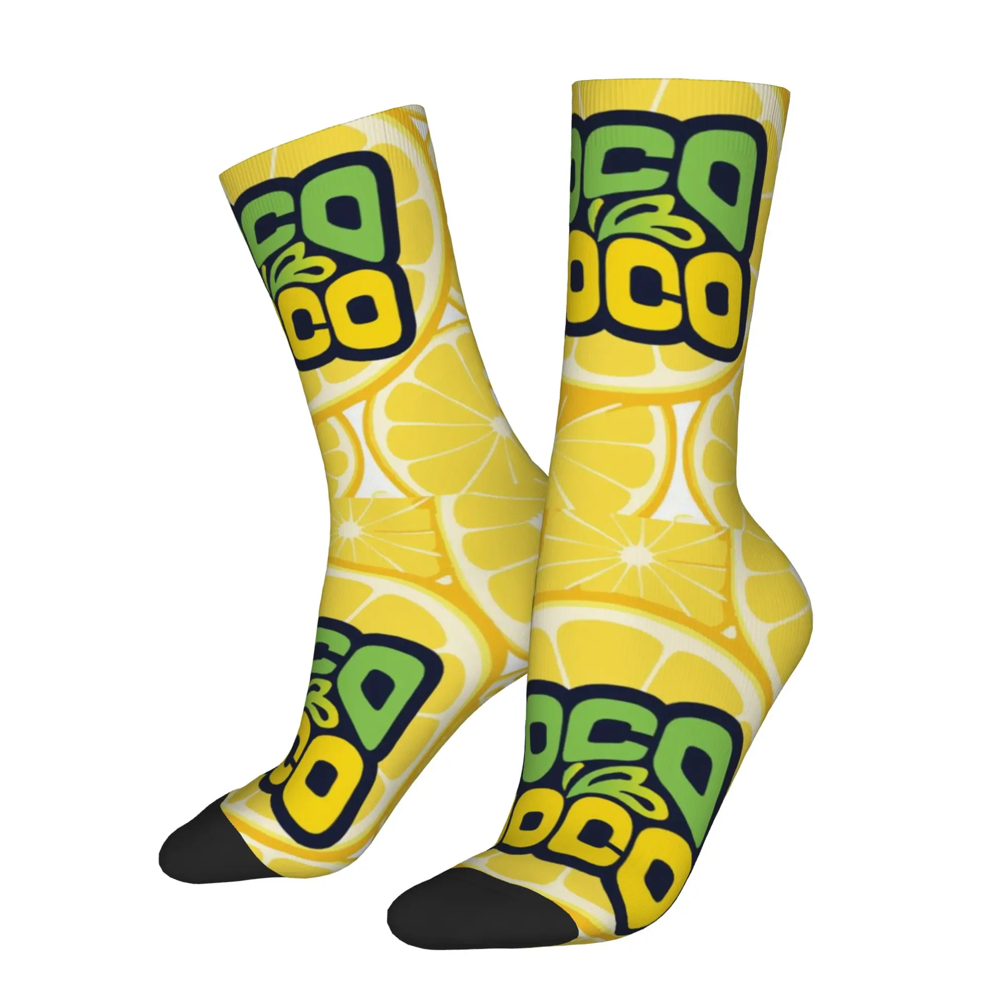 1 Pair Funny Sock Loco Moco Yellow Vintage Seamless Pattern Printed Men Crew Socks Casual Men's Socks