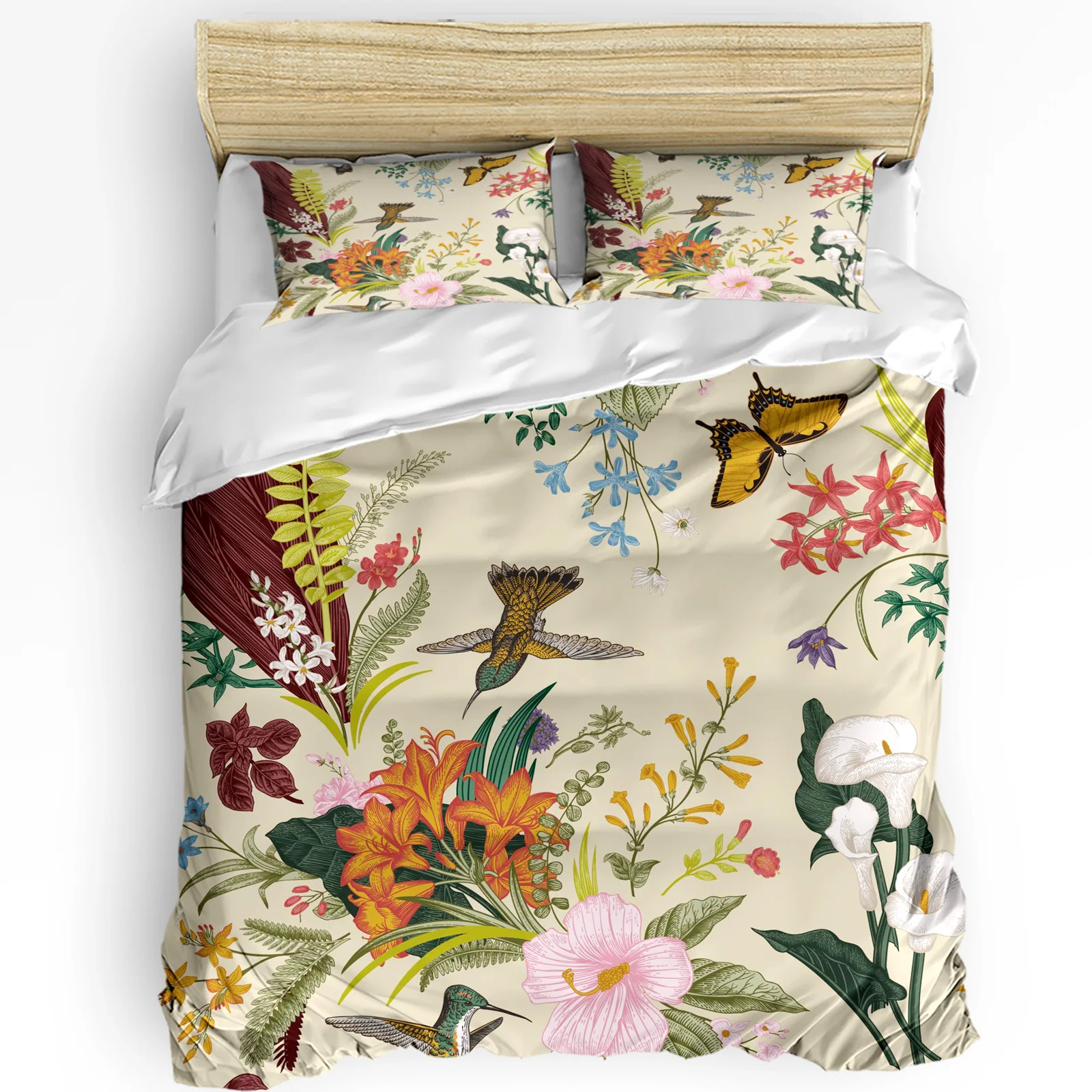 

Flowers Birds Butterfly Retro Style 3pcs Bedding Set For Bedroom Double Bed Home Textile Duvet Cover Quilt Cover Pillowcase