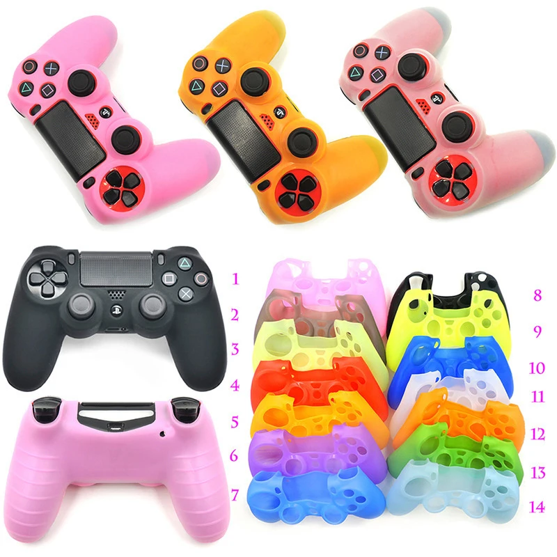 Soft Silicone Protective Control Cover For Playstation 4 Controller Skin PS4 Gamepad Case With Joystick Grip Caps