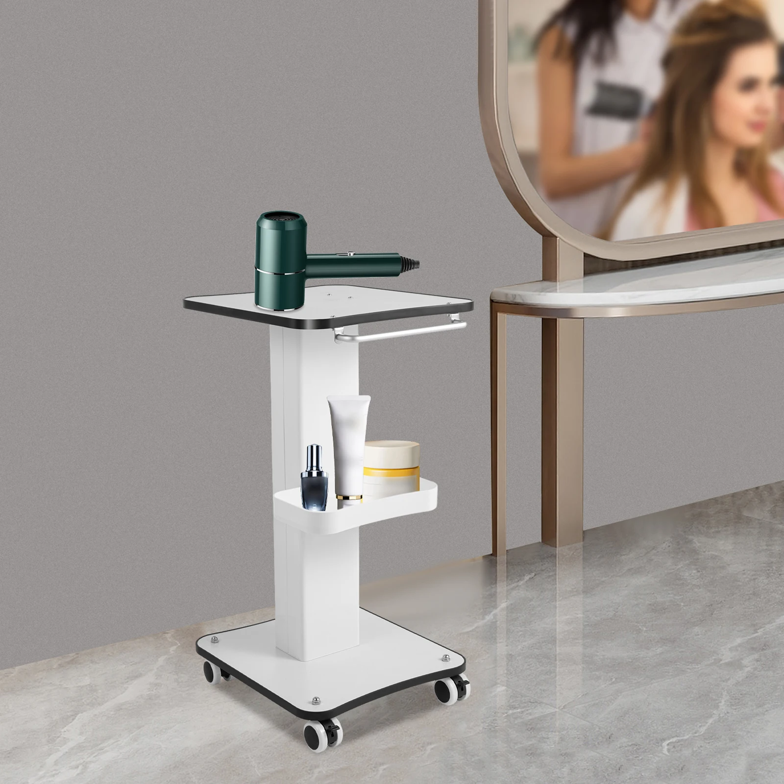 

Тележка садовая с ручкой, новая модель C, тележка-органайзер для салона красоты, деревянная и металлическая передвижная тележка для маникюрного салона, спа, хранения оборудования