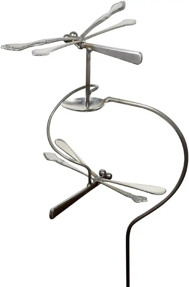 American Made Dancing Dragonflies Balancing Garden Stake and Upcycled Utensil Sculpture