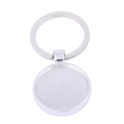 5pcs double side 25mm cabochon keychain base settings diy blank key chain bezel trays for jewelry making