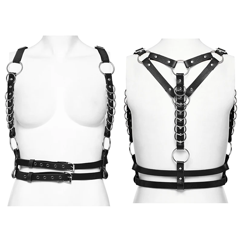 punk-rave-women-punk-black-pu-harness-body-belt-multi-metal-o-ring-adjustable-strap-gothic-layering-accessory-ws610