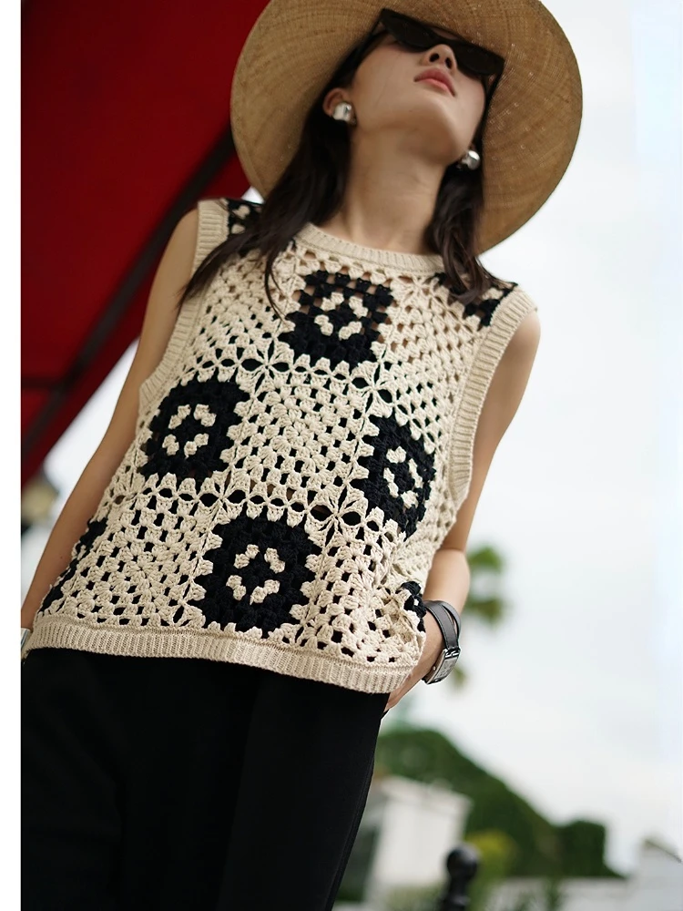 Women Crocheted Summer Knit Vest Handcrafted Vintage Top 2023 New In