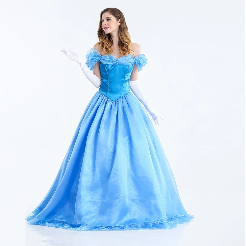 Adult Cinderella Costume Women Fancy Dress Ball Gown Halloween Princess Costume Role Play Carnival Sexy Party