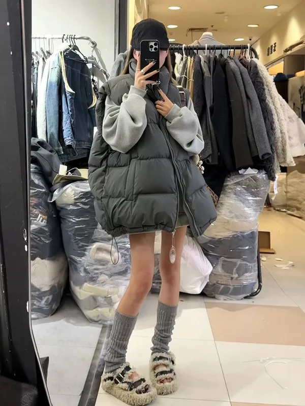 

Женская утепленная хлопковая жилетка больших размеров с воротником-стойкой, зимняя верхняя одежда, повседневная, с декоративной молнией